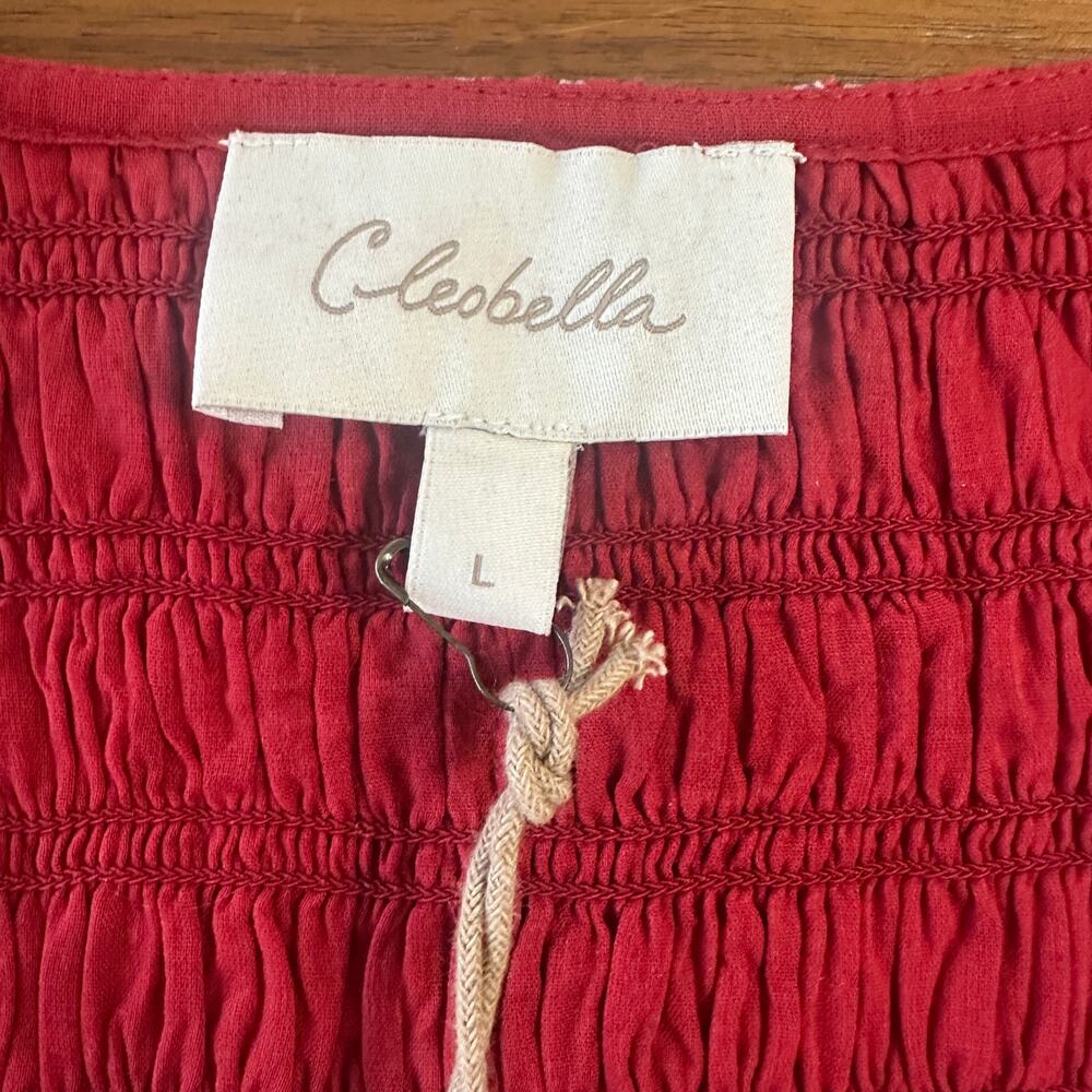 Cleobella Red Smocked Bella Top, Organic, Artisan, Cottagecore, Boho, Large NWT - Picture 5 of 7